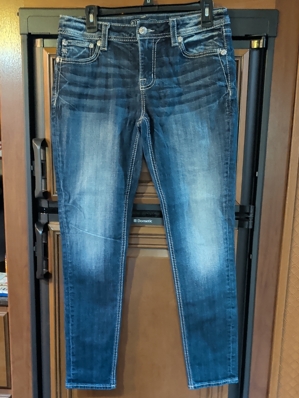 Miss Me Women's Skinny Jeans - Washed Blue Denim